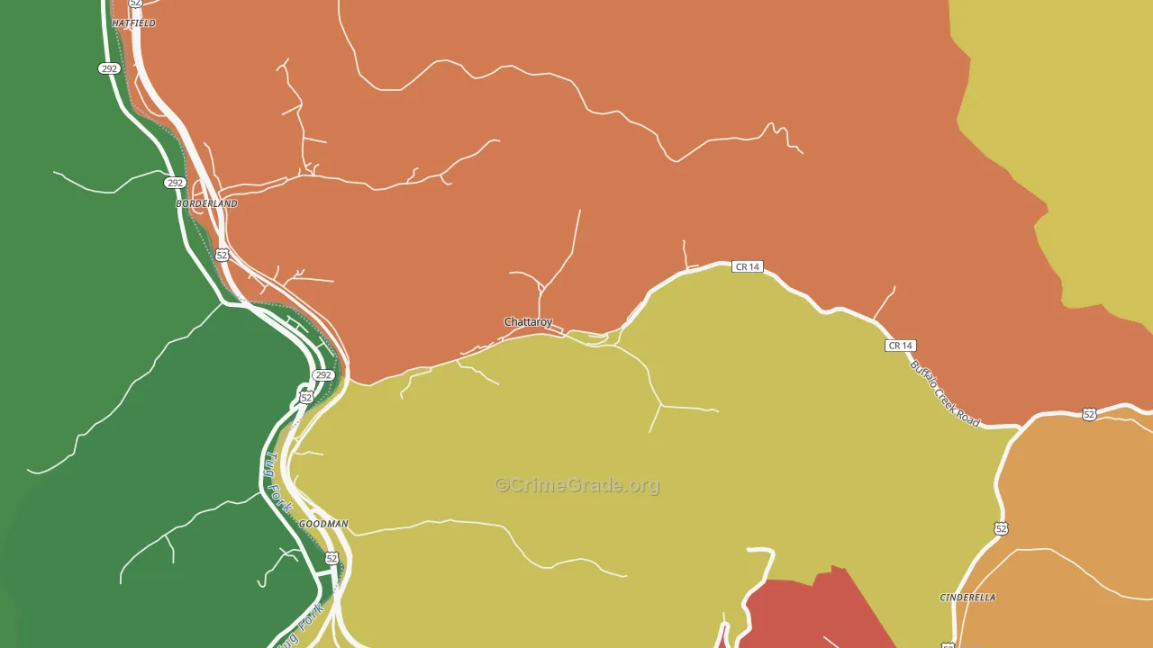 Chattaroy, WV Map of Murder Rates