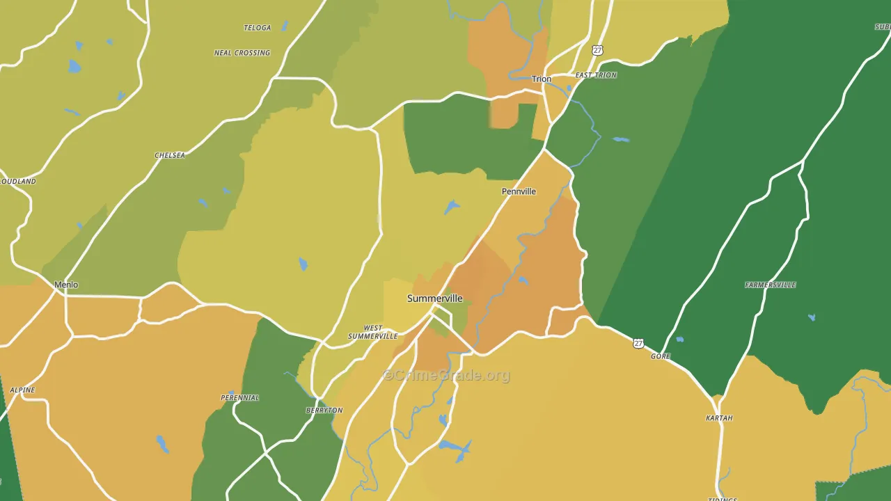 Chattooga County, GA Map of Murder Rates