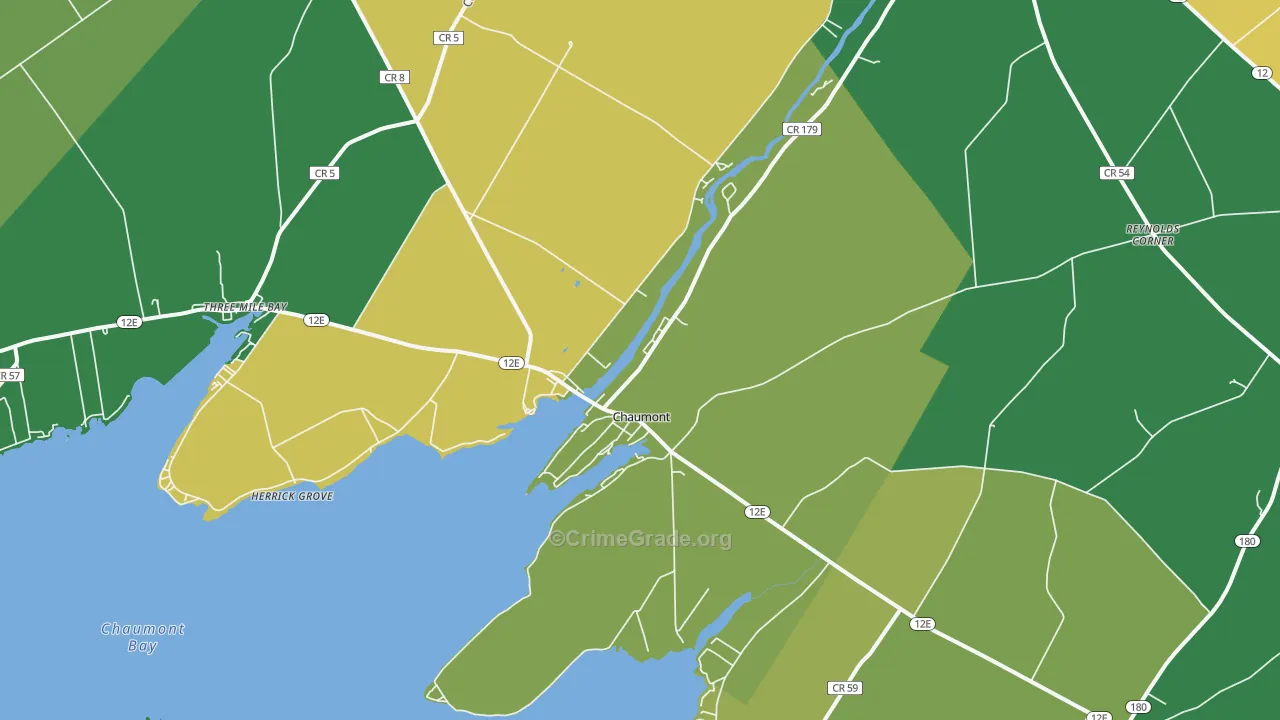 Chaumont, NY Map of Murder Rates