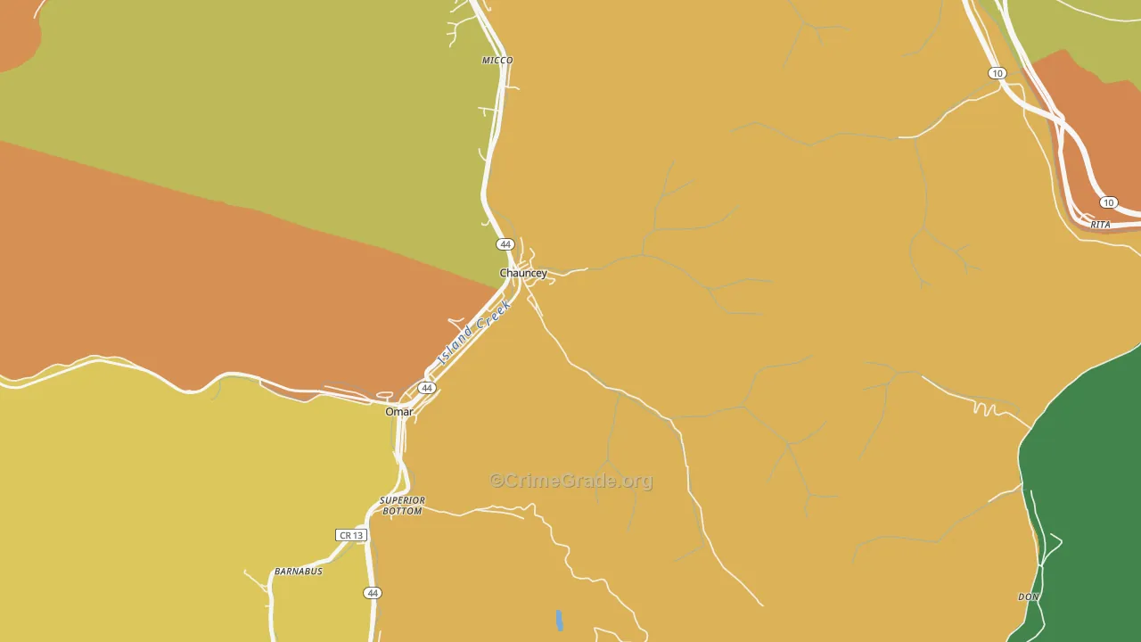 Chauncey, WV Map of Murder Rates