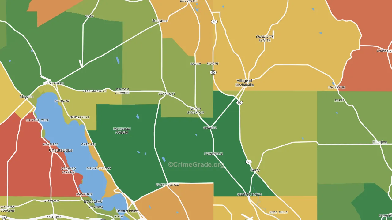 Chautauqua County, NY Map of Murder Rates