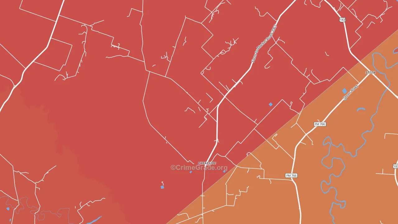 Cheapside, TX Map of Murder Rates