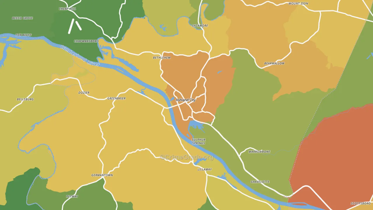 Cheatham County, TN Map of Murder Rates
