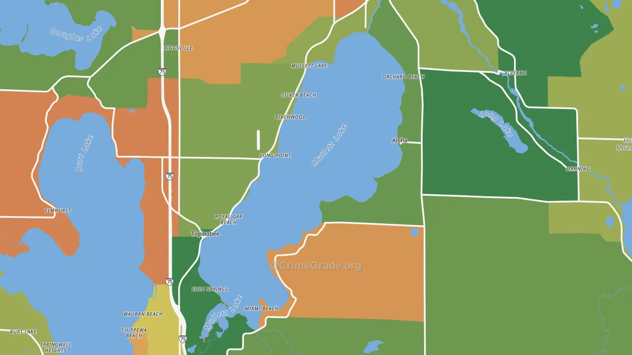 Cheboygan County, MI Map of Murder Rates