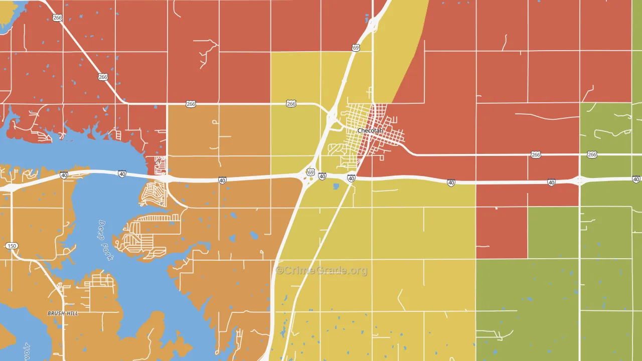 Checotah, OK Map of Murder Rates