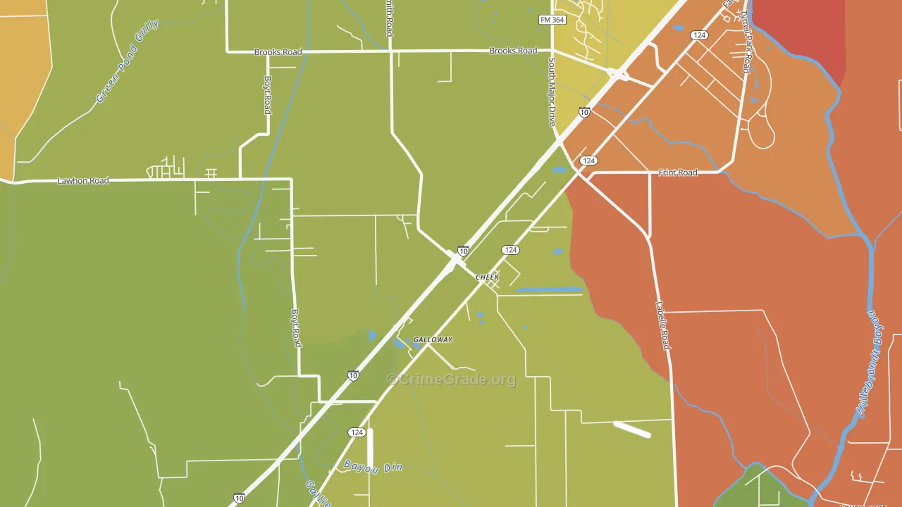 Cheek, TX Map of Murder Rates