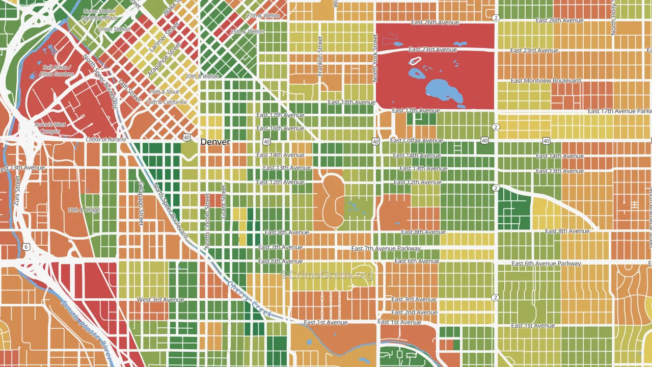 Cheesman Park, Denver, CO Map of Murder Rates