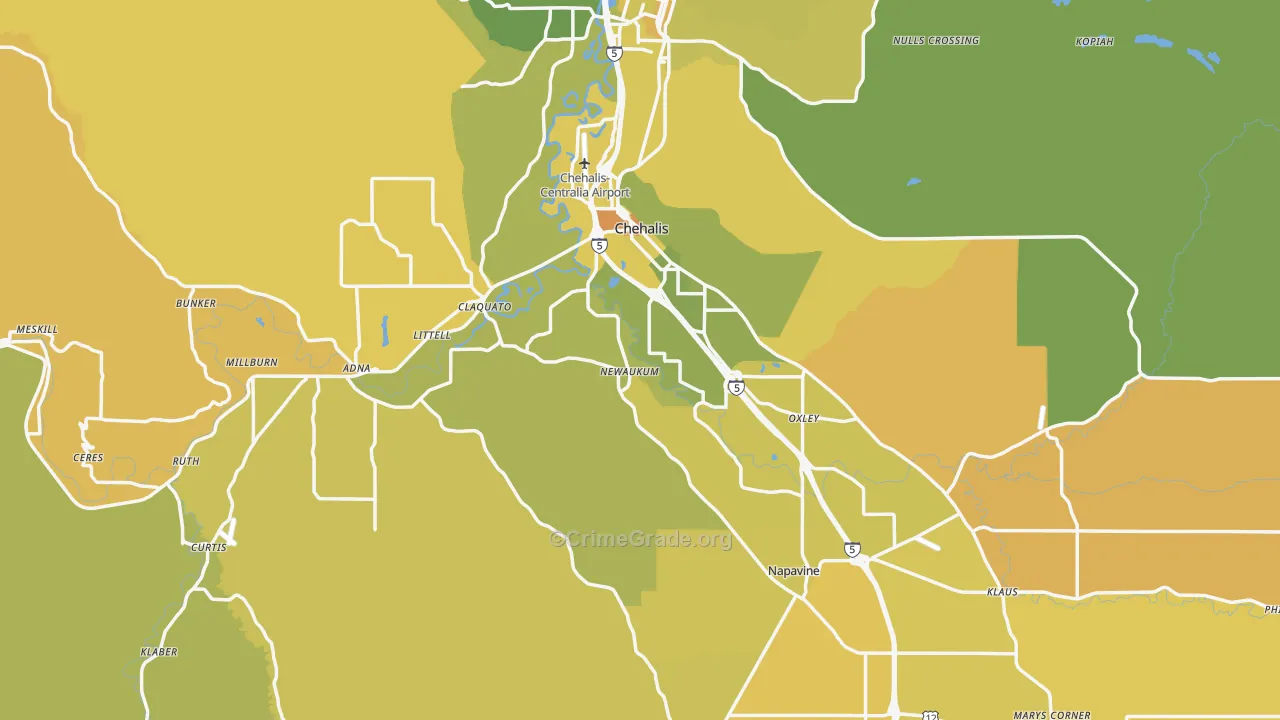 Chehalis, WA Map of Murder Rates