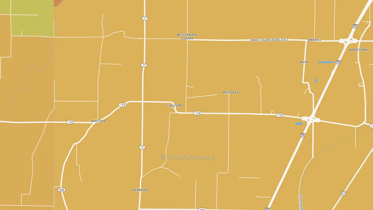 Chelford, AR Map of Murder Rates