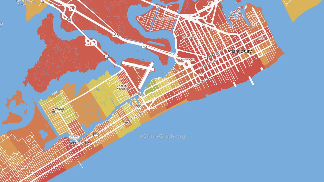 Chelsea, Atlantic City, NJ Map of Murder Rates