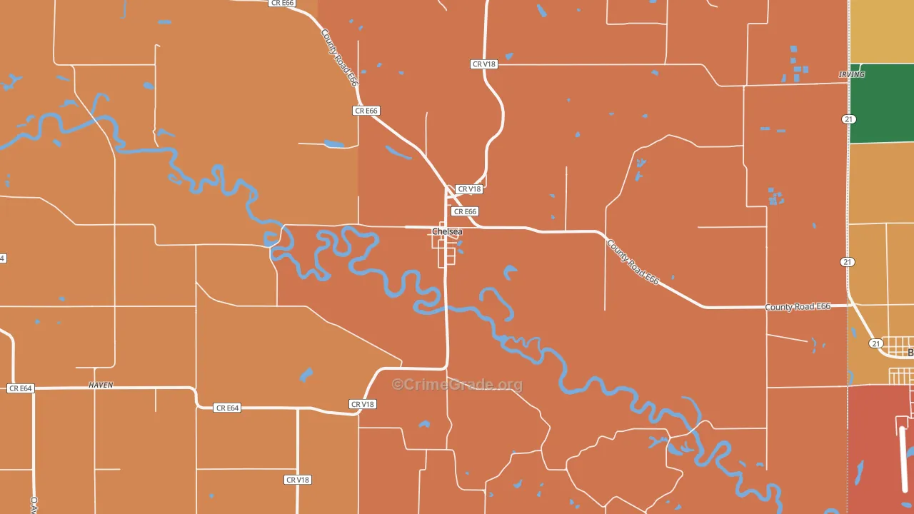 Chelsea, IA Map of Murder Rates