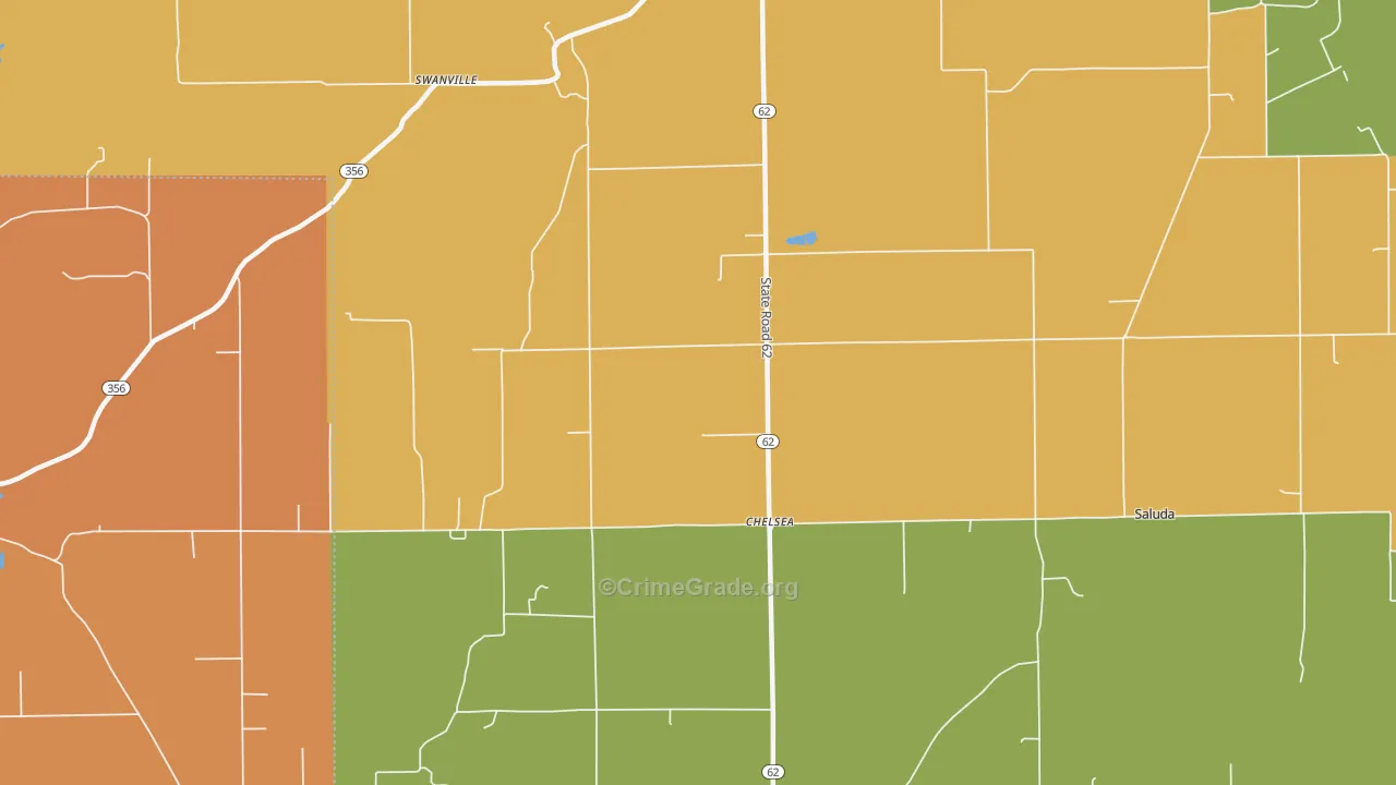 Chelsea, IN Map of Murder Rates
