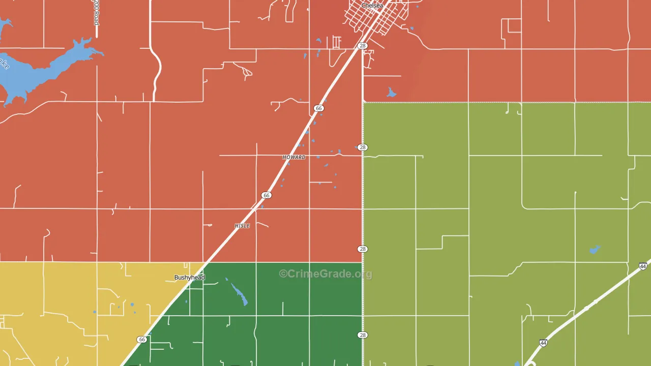 Chelsea, OK Map of Murder Rates
