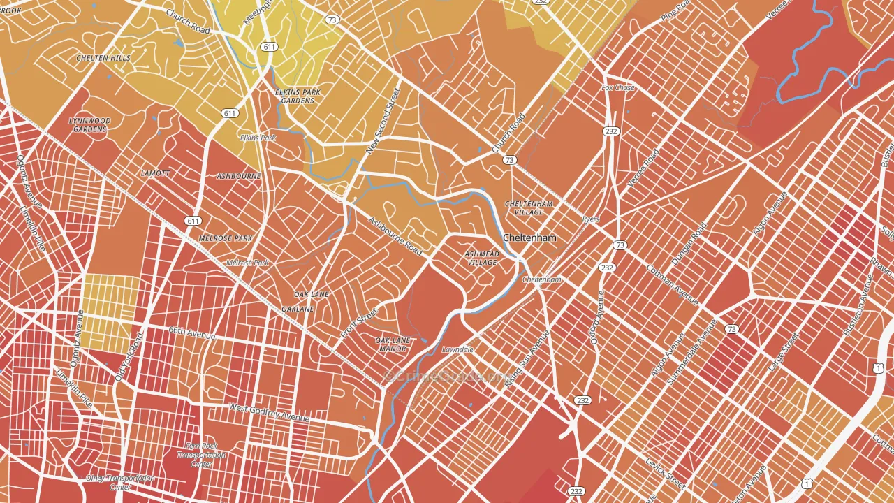 Cheltenham, PA Map of Murder Rates