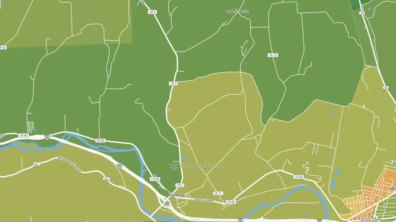 Chemung, NY Map of Murder Rates