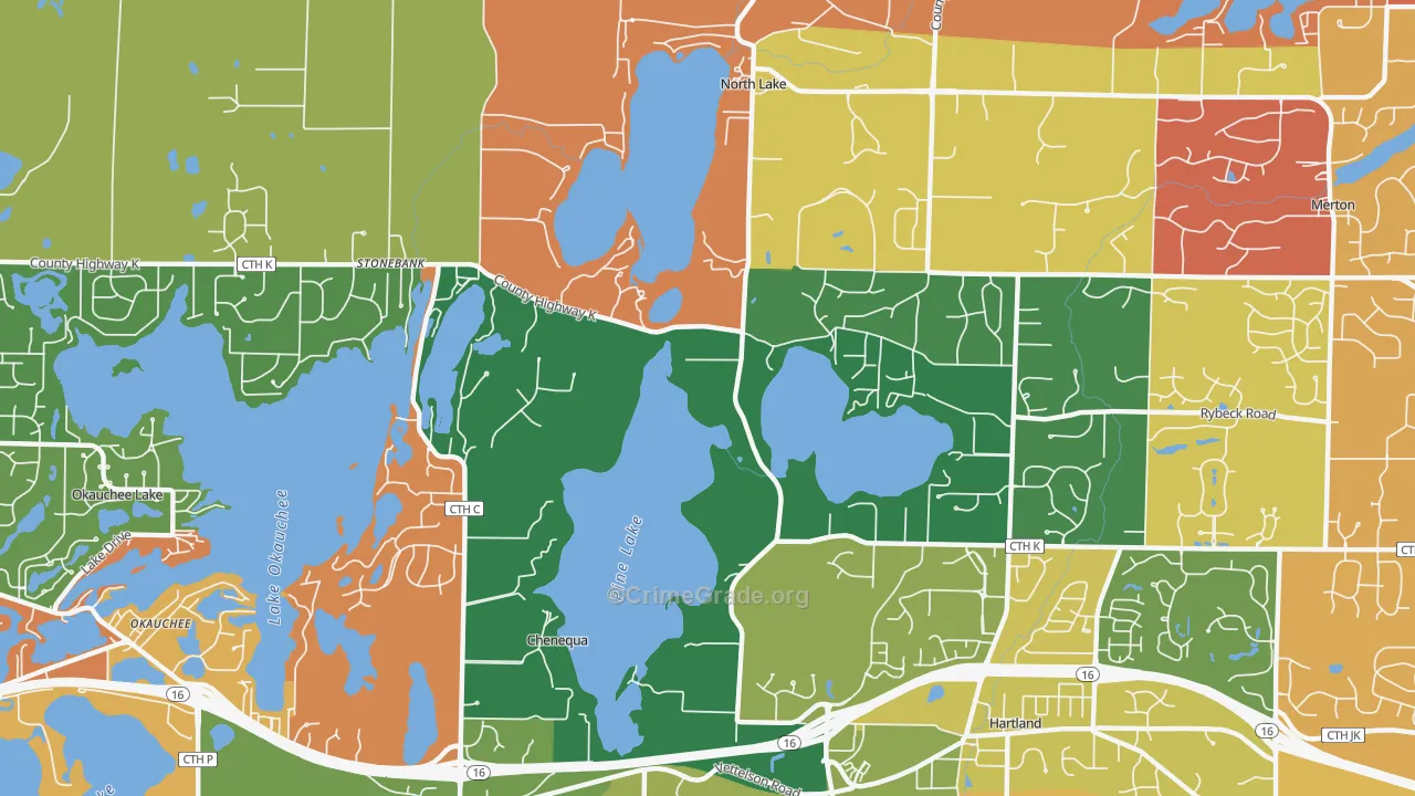 Chenequa, WI Map of Murder Rates