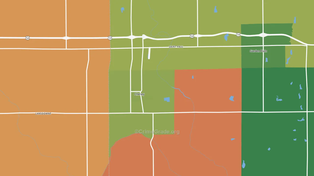 Cheney, KS Map of Murder Rates