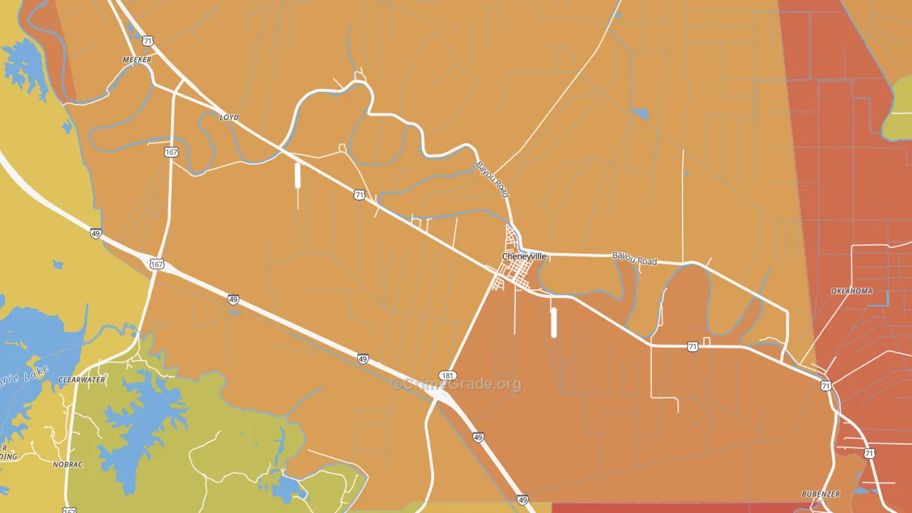 Cheneyville, LA Map of Murder Rates