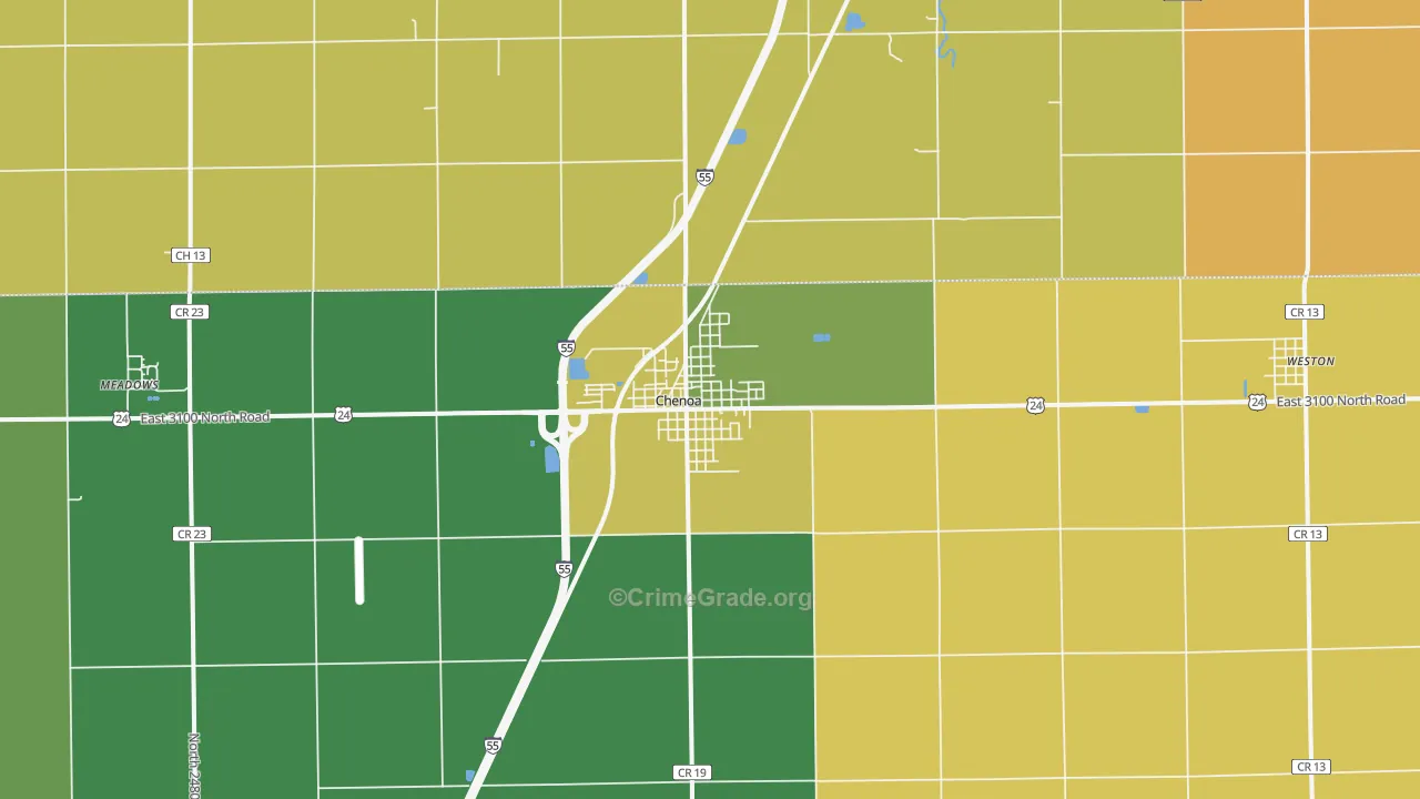 Chenoa, IL Map of Murder Rates