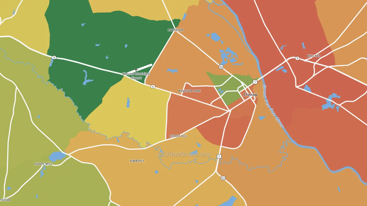 Cheraw, SC Map of Murder Rates