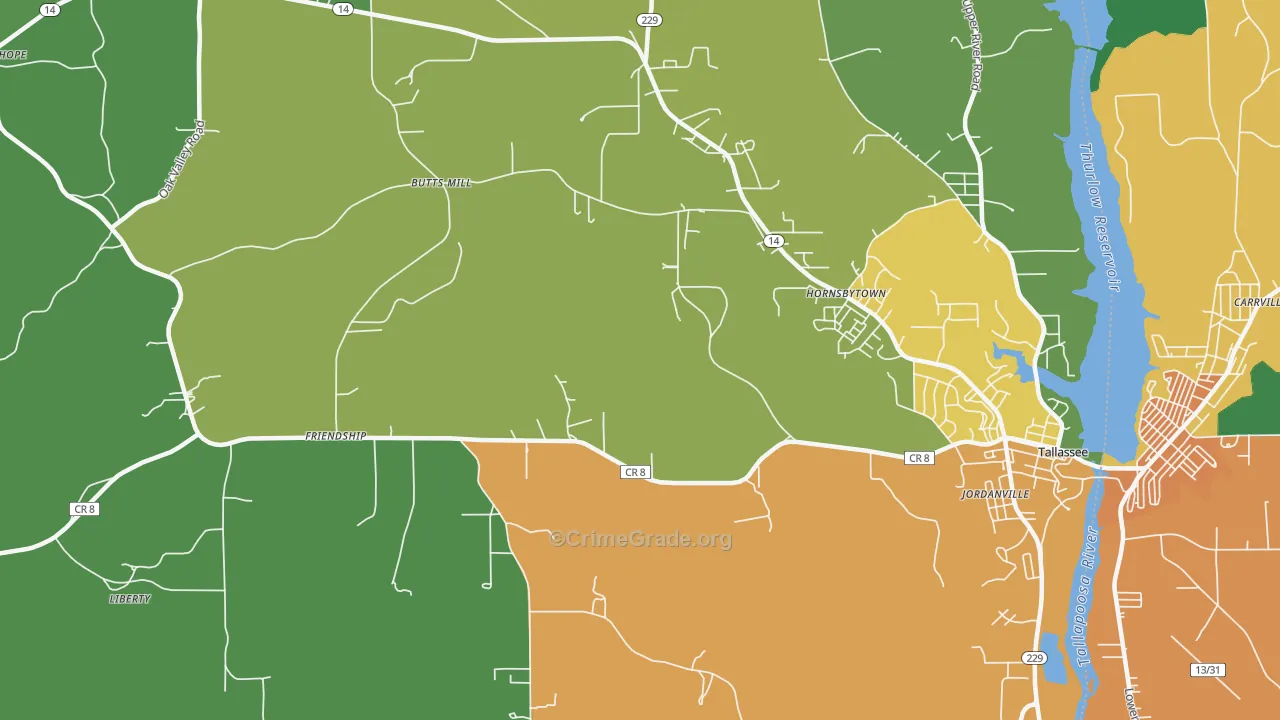 Cherokee Bluffs, AL Map of Murder Rates