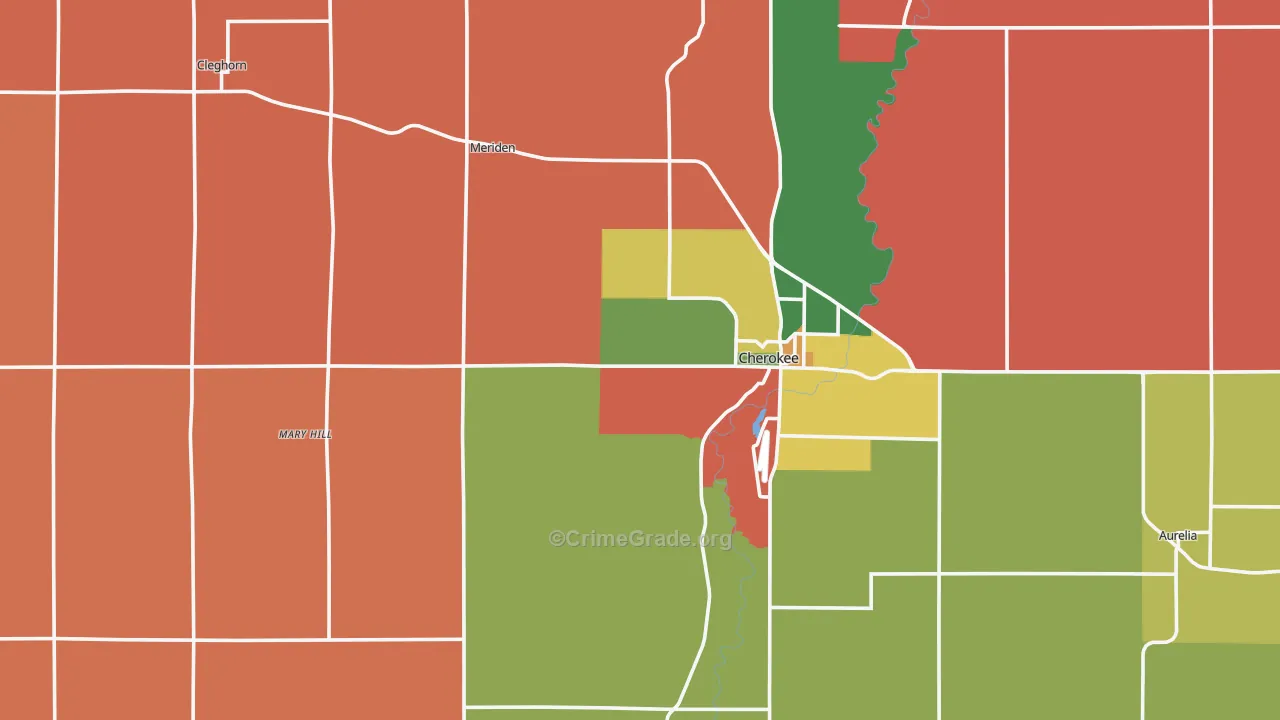 Cherokee County, IA Map of Murder Rates