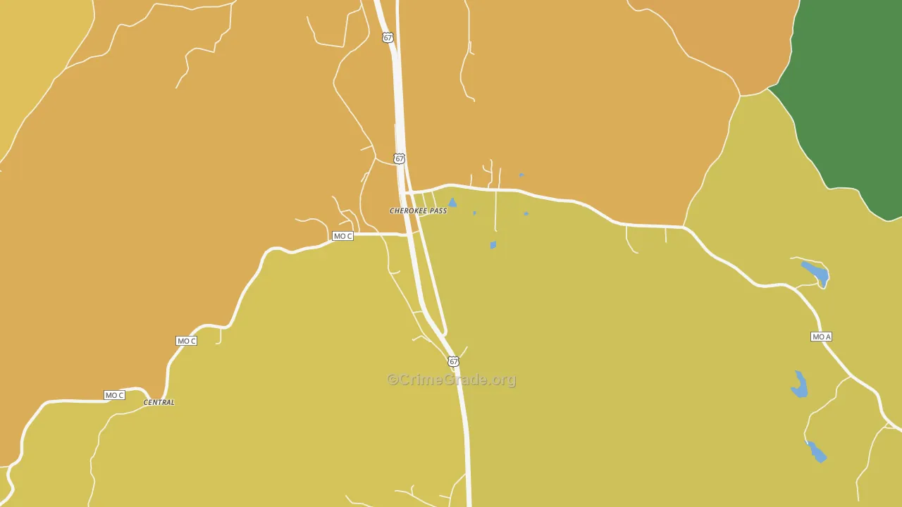 Cherokee Pass, MO Map of Murder Rates
