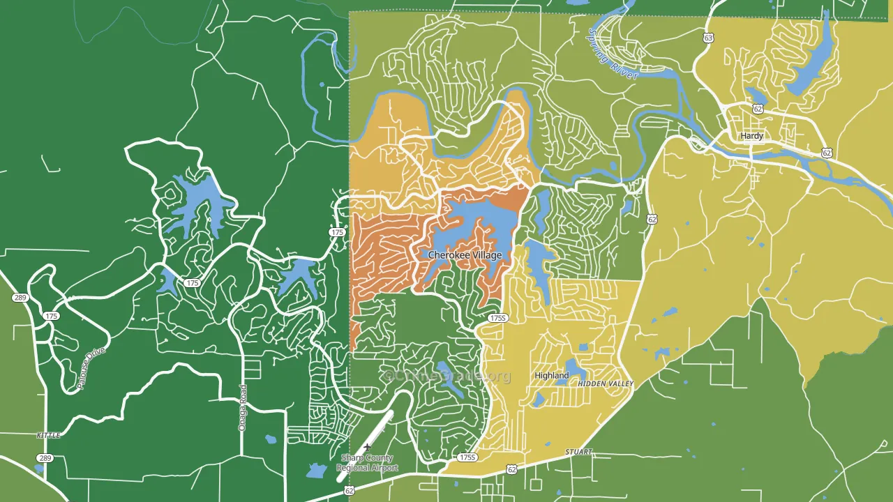 Cherokee Village, AR Map of Murder Rates
