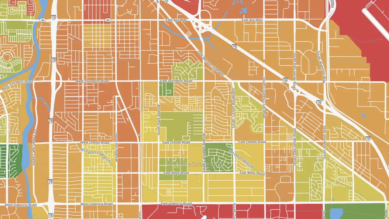 Cherry Avenue, Tucson, AZ Map of Murder Rates