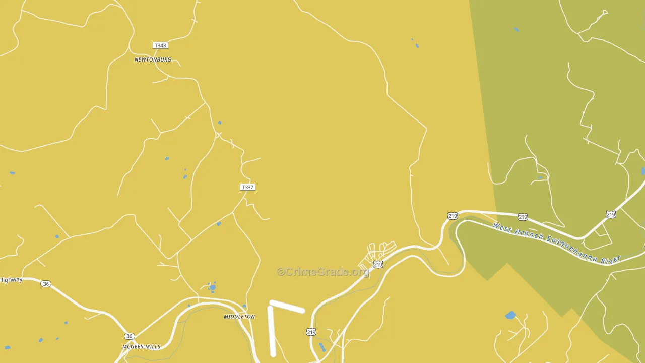 Cherry Corner, PA Map of Murder Rates