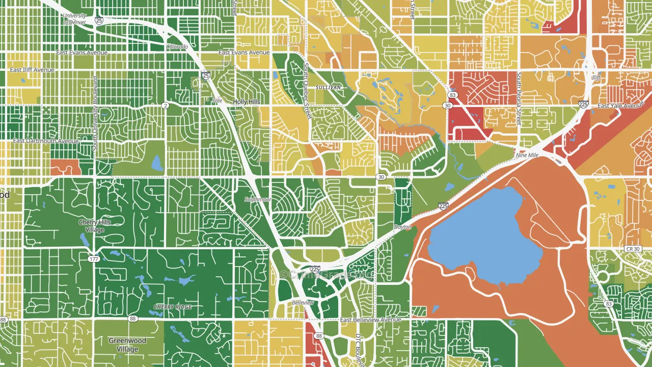 Cherry Creek, Denver, CO Map of Murder Rates