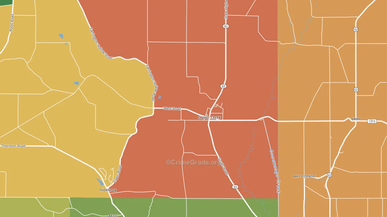 Cherry Creek, NY Map of Murder Rates