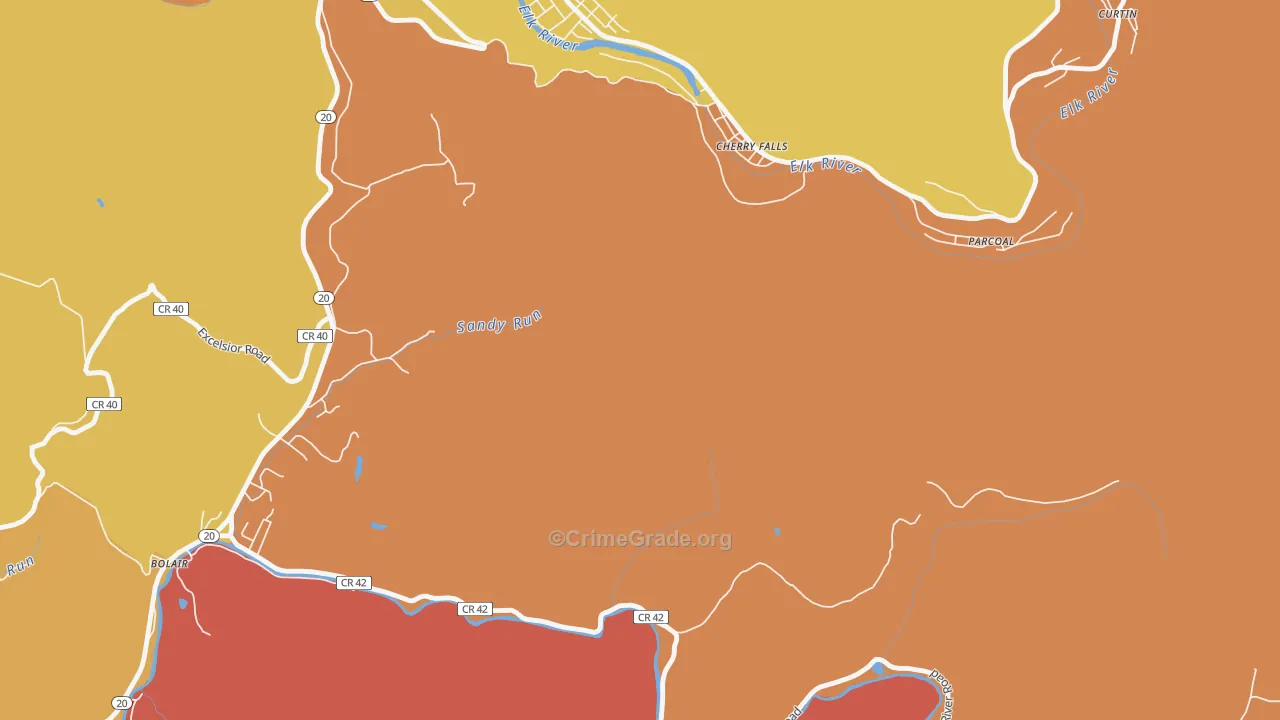 Cherry Falls, WV Map of Murder Rates