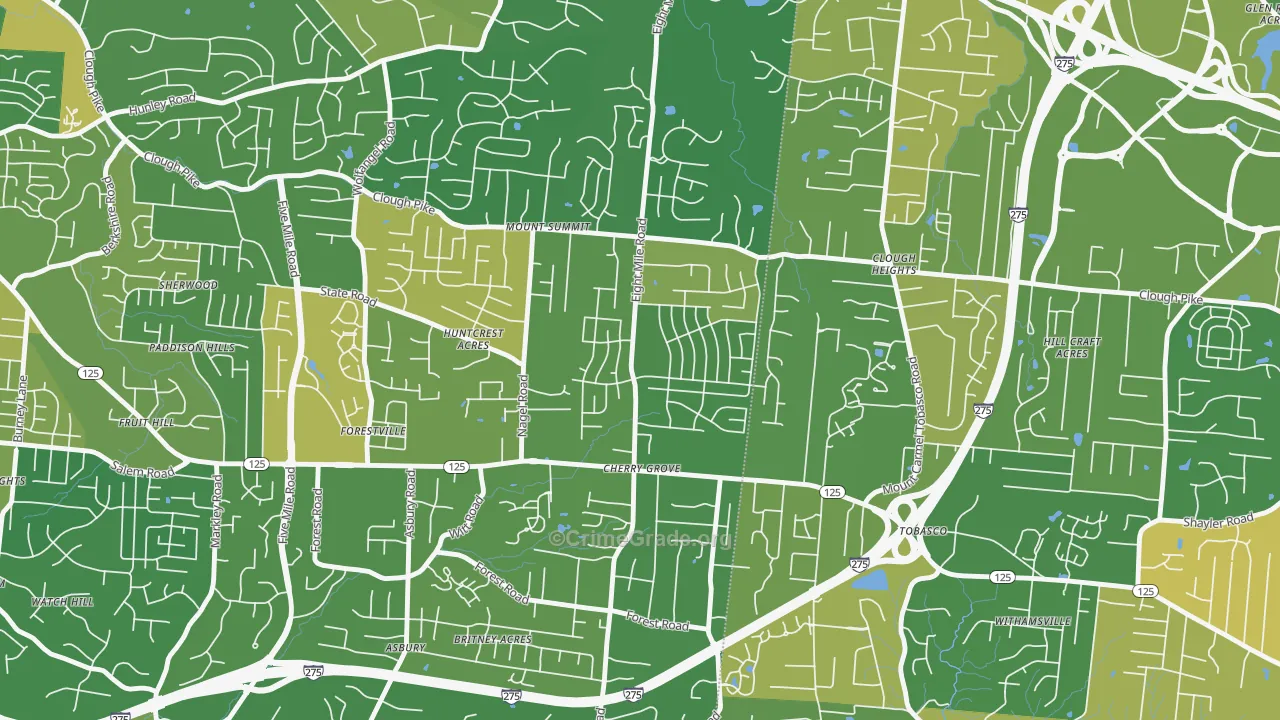 Cherry Grove, Cincinnati, OH Map of Murder Rates