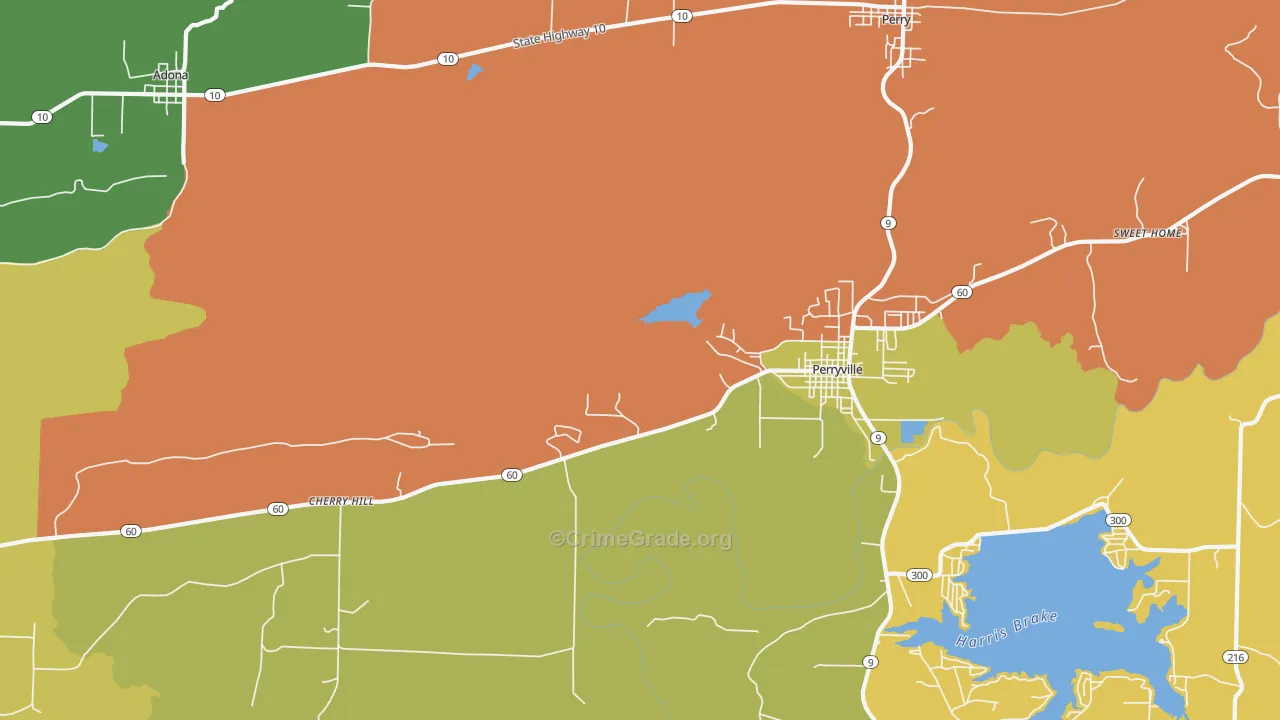 Cherry Hill, AR Map of Murder Rates