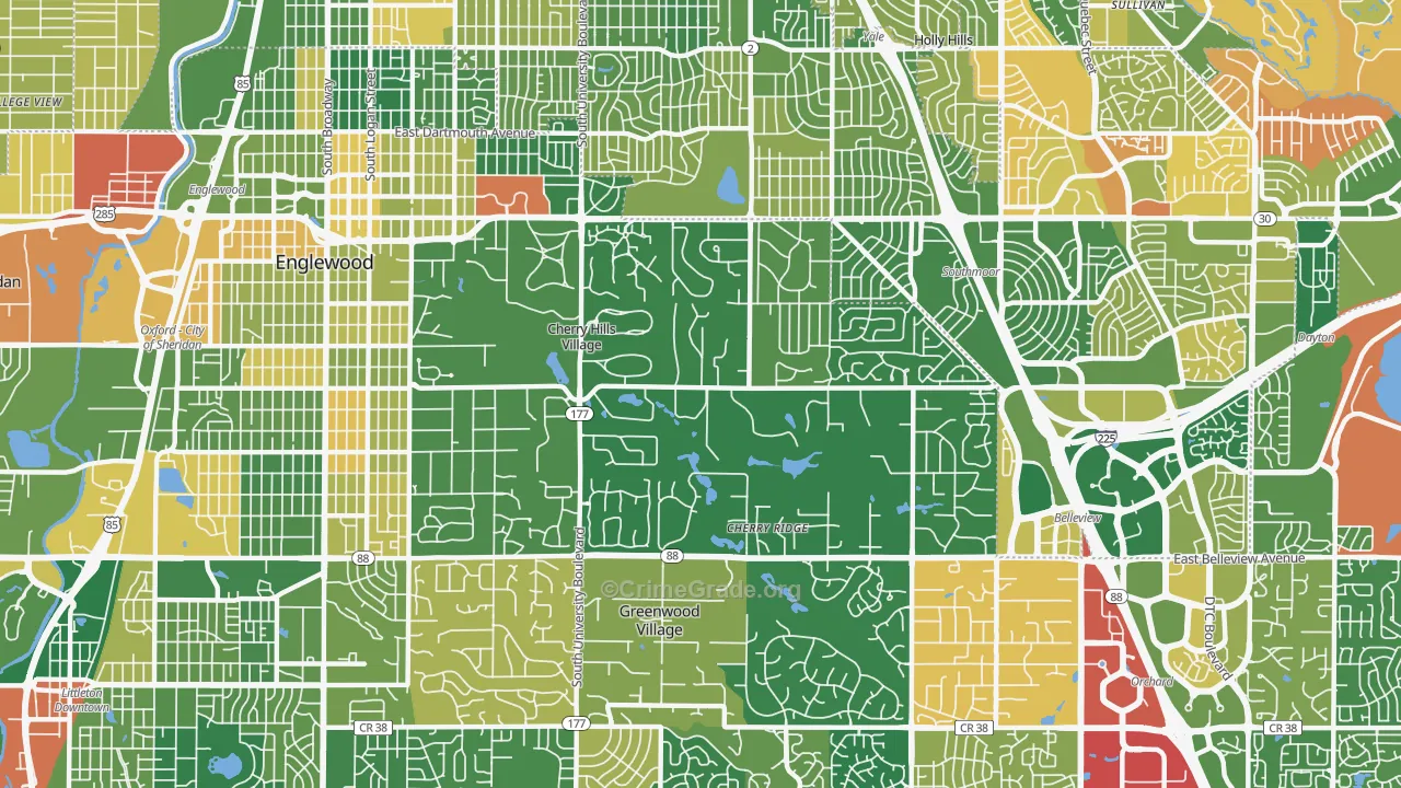 Cherry Hills Village, CO Map of Murder Rates