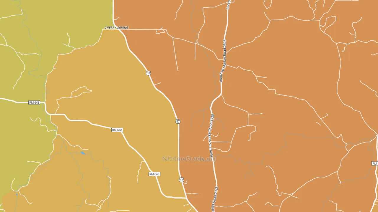 Cherry Spring, TX Map of Murder Rates