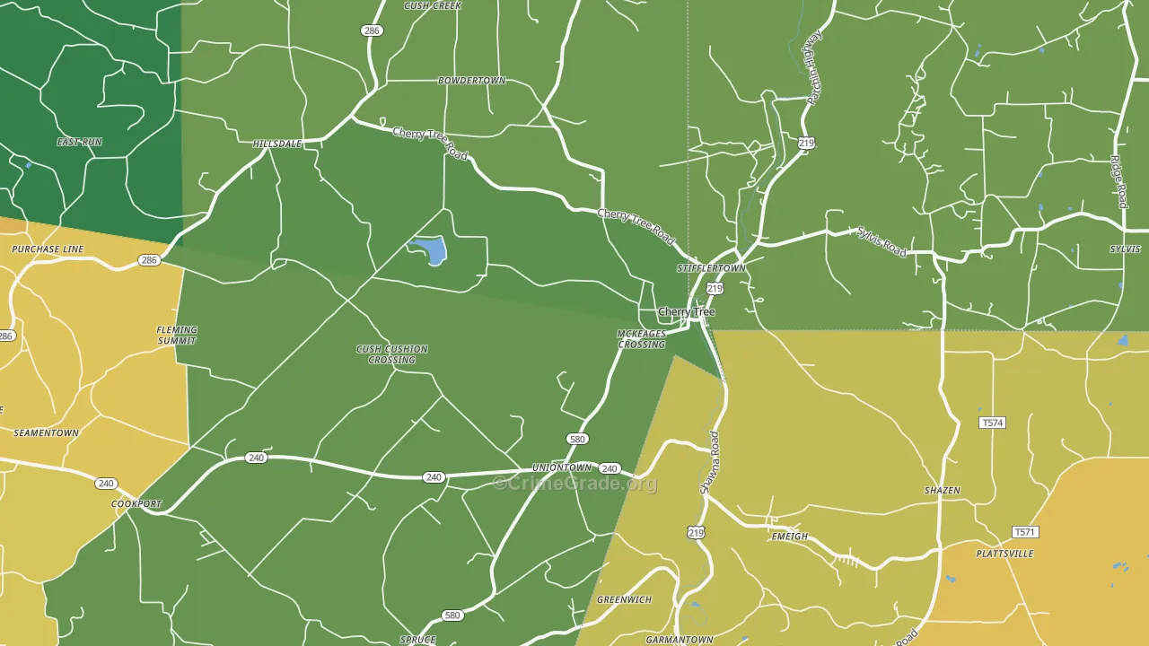 Cherry Tree, PA Map of Murder Rates