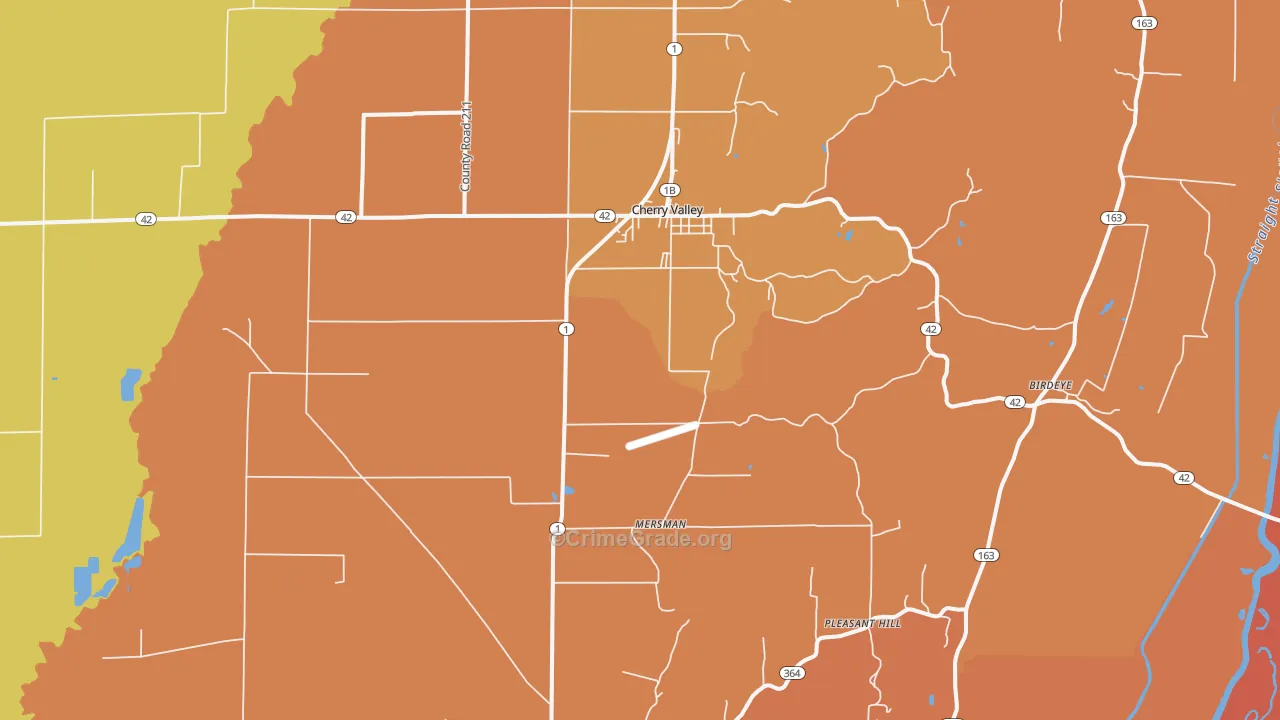 Cherry Valley, AR Map of Murder Rates