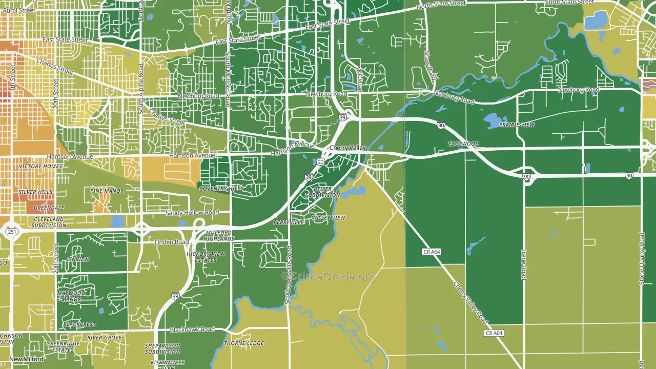 Cherry Valley, IL Map of Murder Rates