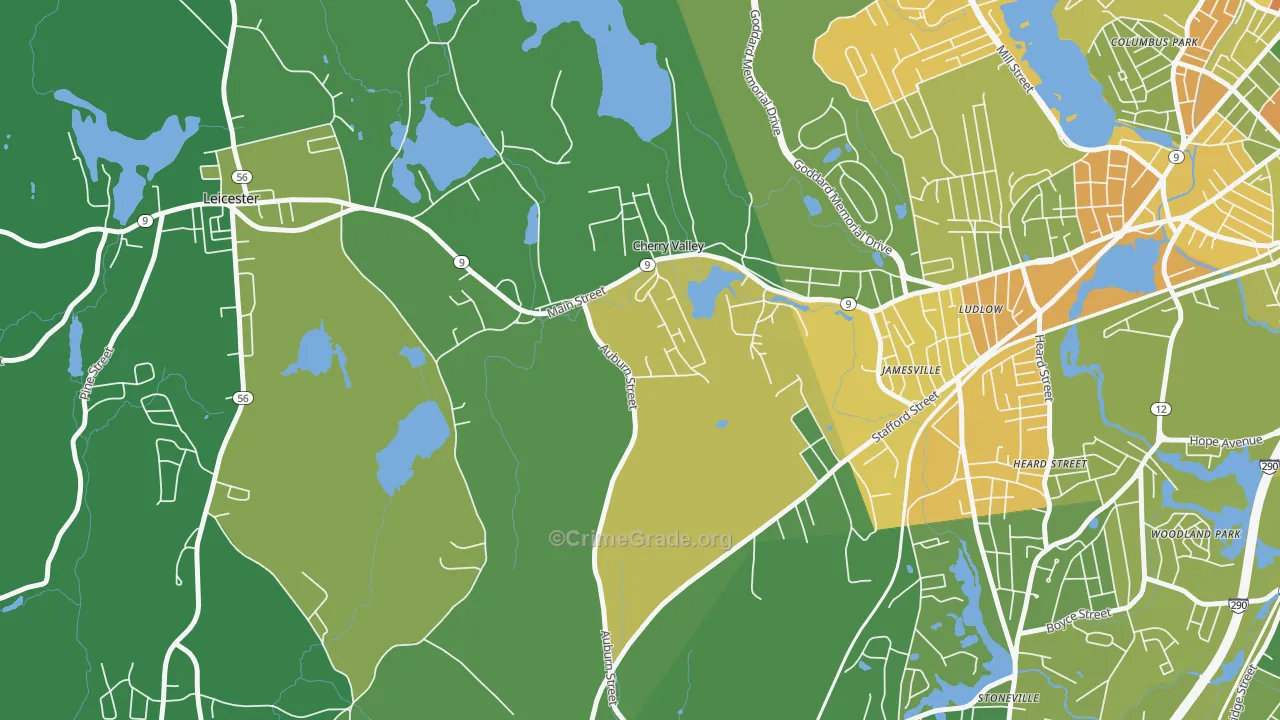 Cherry Valley, MA Map of Murder Rates