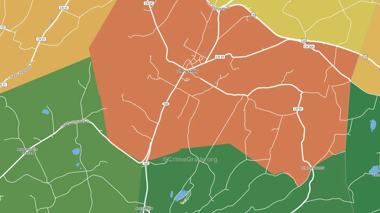 Cherry Valley, NY Map of Murder Rates