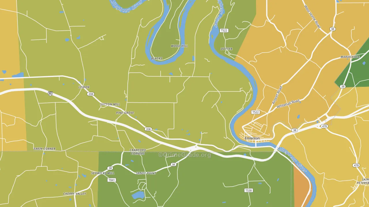 Cherry Valley, PA Map of Murder Rates