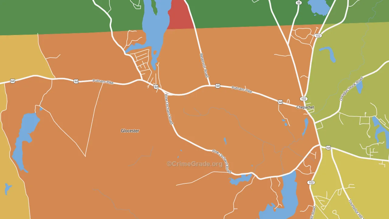 Cherry Valley, RI Map of Murder Rates