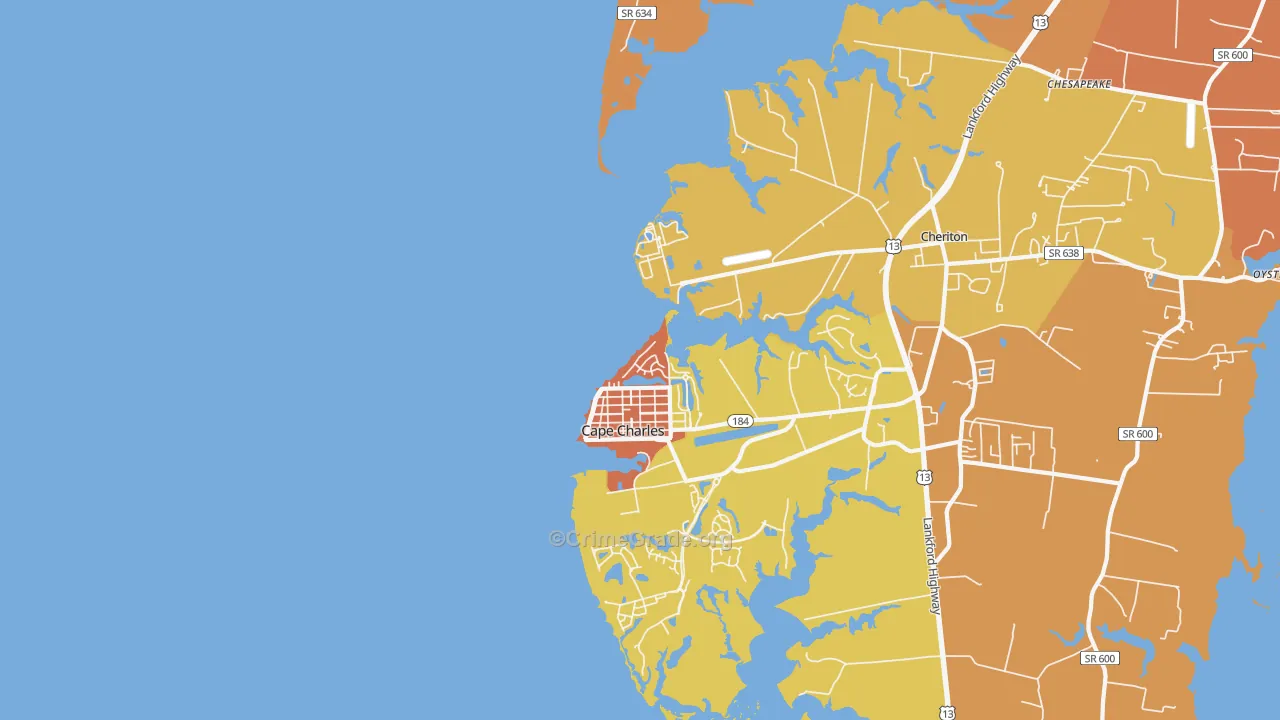 Cherrystone, VA Map of Murder Rates