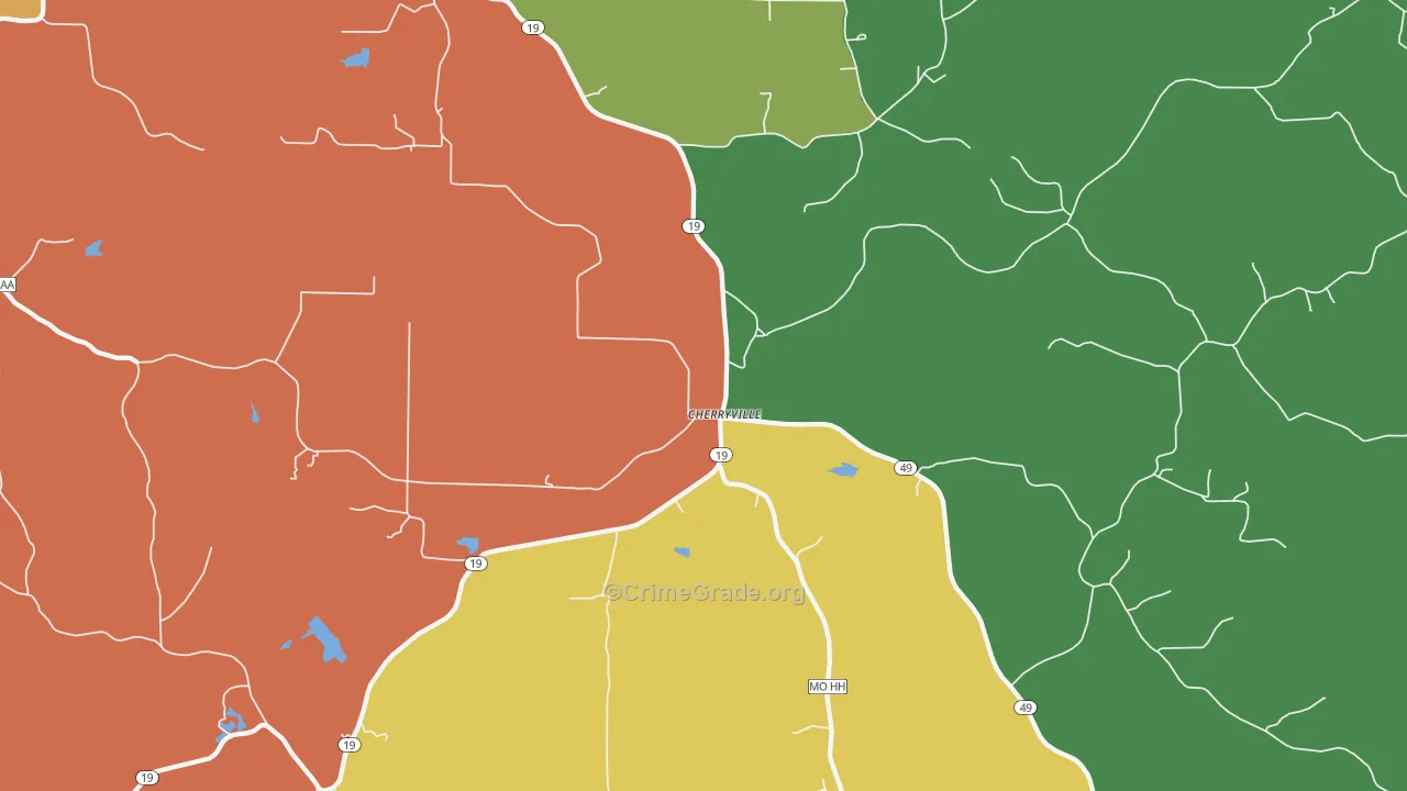 Cherryville, MO Map of Murder Rates