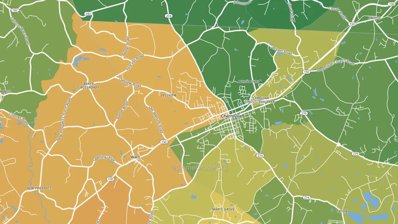 Cherryville, NC Map of Murder Rates