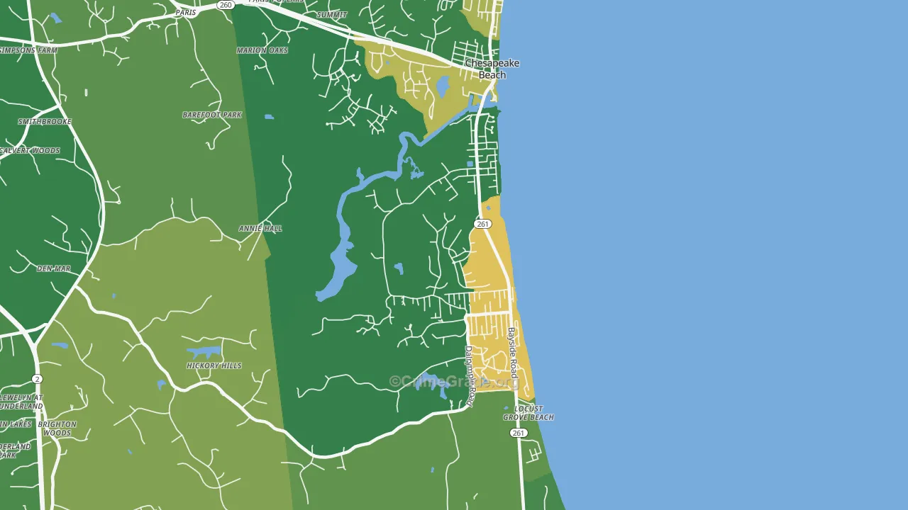 Chesapeake Beach, MD Map of Murder Rates