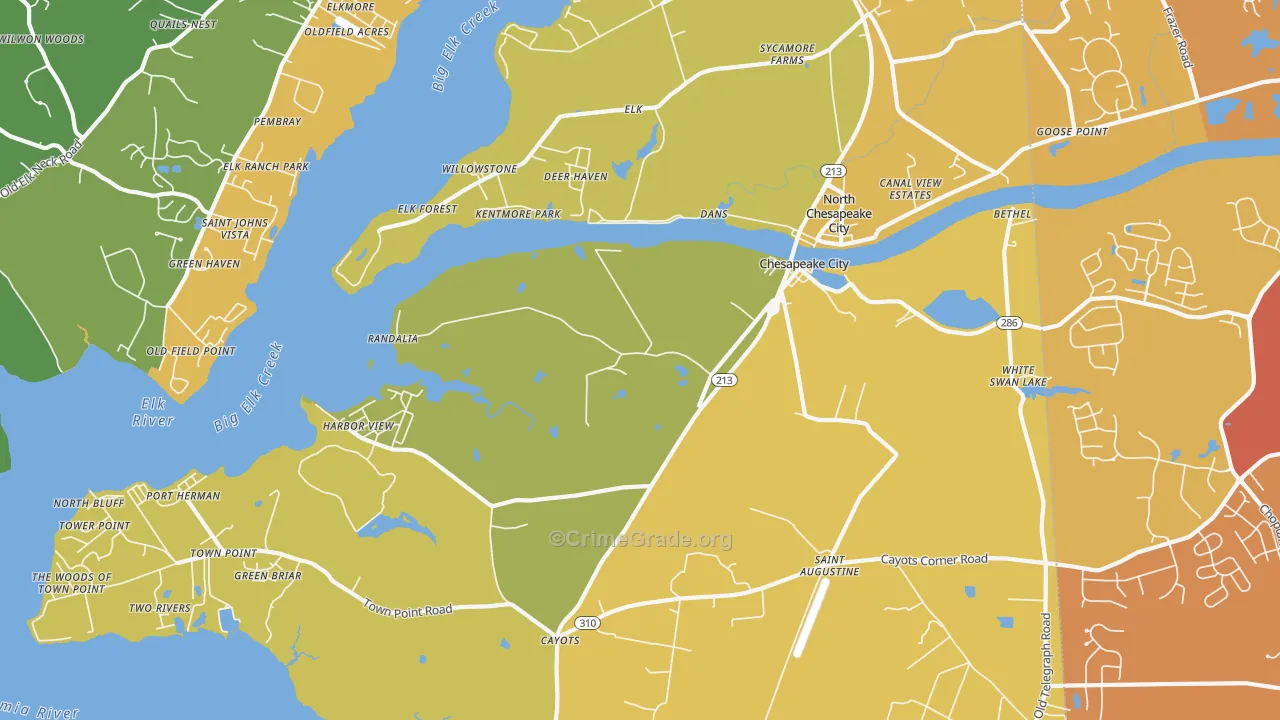 Chesapeake City, MD Map of Murder Rates