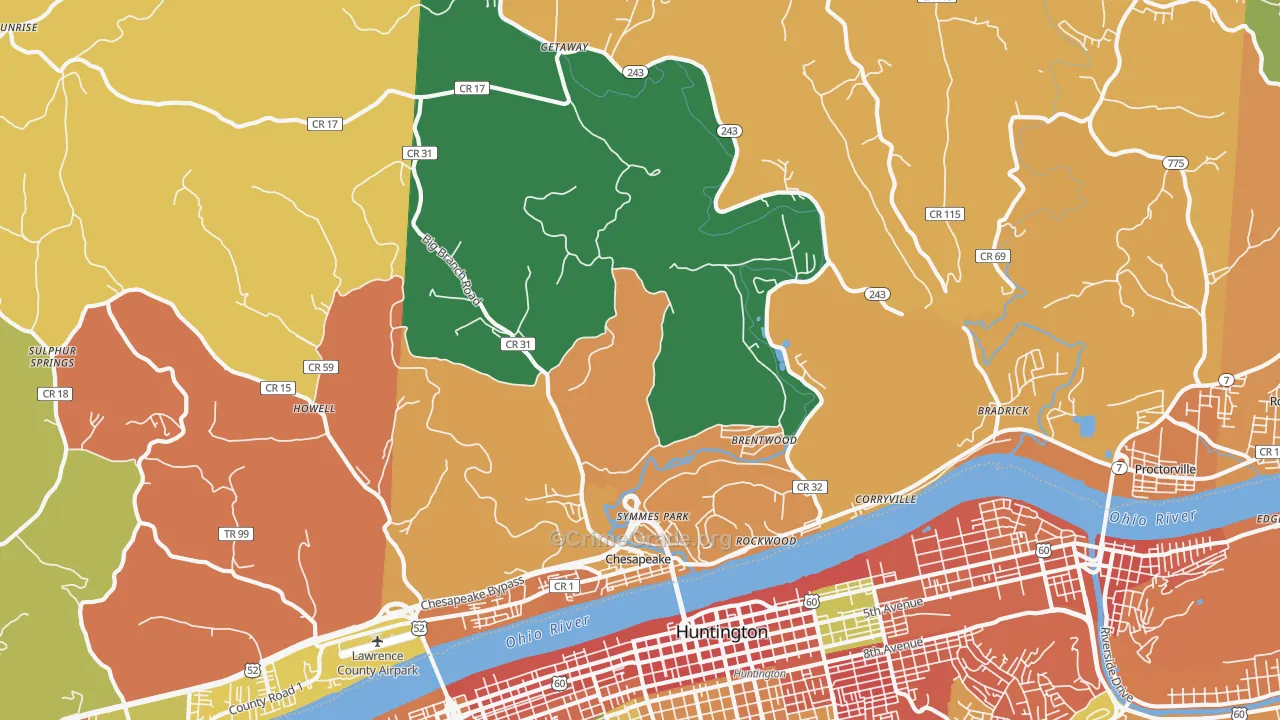 Chesapeake, OH Map of Murder Rates